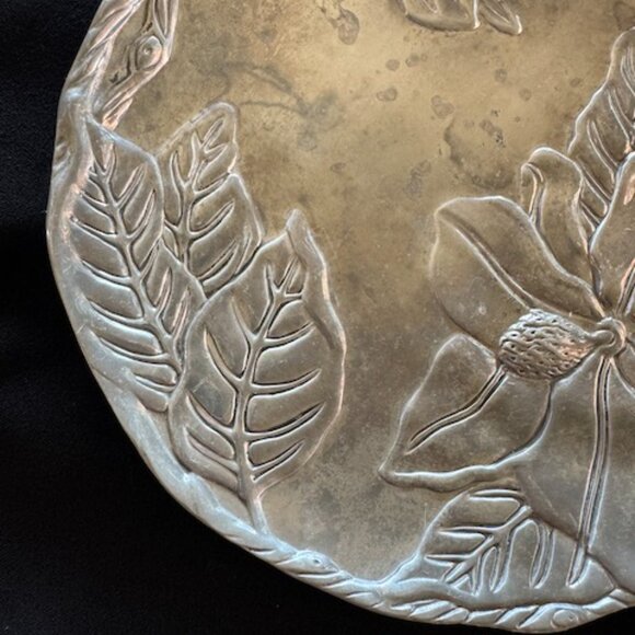 Arthur Court Vintage Aluminum Magnolia 8" Cheese Appetizer Serving Plate #06 - Picture 8 of 9